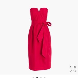 J Crew red strapless tie waist dress size 12 NWT